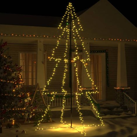 Albero di Natale a Cono 360 LED,Albero effetto Realistico,Decorazioni natalizie per Interni Esterni 143x250 cm CNWI745819 BonneVie (1/5)