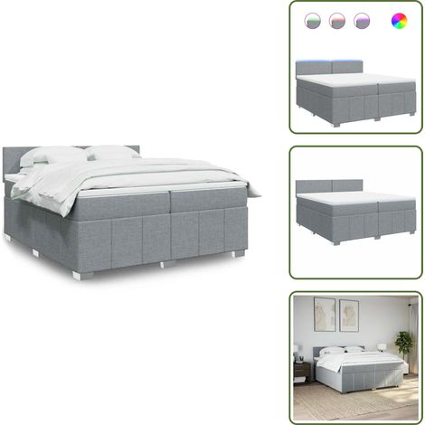 Sommier à lattes de lit avec matelas Gris clair 200x200cm Tissu - Sommier À Lattes De Lit - Sommiers À Lattes De Lit - Lit - Meuble De Chambre À Coucher (1/5)