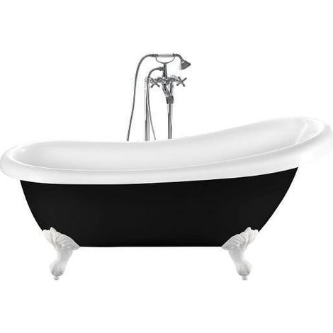 Freistehende Badewanne RICHMOND schwarz Adlerfüße WEISS 171