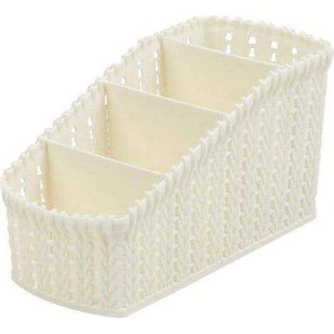 caja de almacenamiento, 4 compartimentos, plástico PP, diseño moderno, para lavabo, tocador u oficina. (1/5)