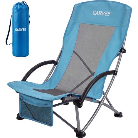 Chaise de plage pliante robuste et légère, Dossier inclinable, sac à dos, porte-gobelet, poche téléphone, camping, rando et plage (1/5)