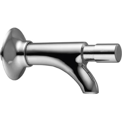 RUBINETTO A MURO CON PULSANTE FRONTALE 1/2 OTTONE CROMATO   IDRAL