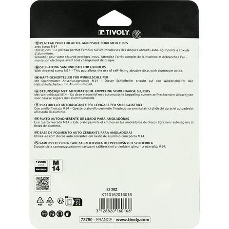 Tivoly • Platorello abrasivo per smerigliatrice • Gomma • Ø125mm • Foro M14