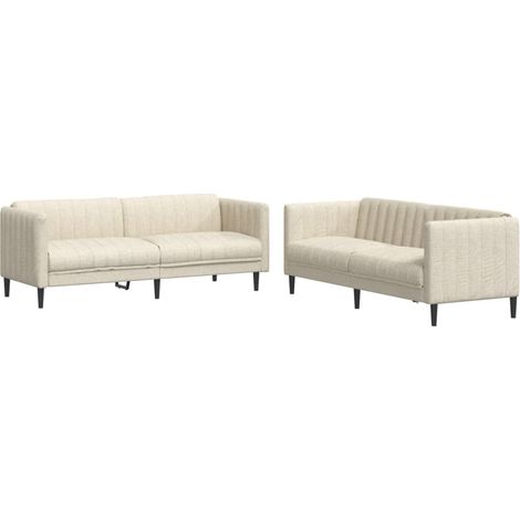 vidaXL Set di Divani 2 pz Crema in Tessuto (1/5)