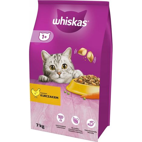 WHISKAS, ALIMENTO SECCO PER ADULTI AL POLLO DELIZIOSO, 7 KG