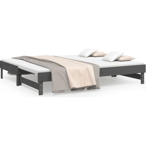 Maison Exclusive - Dormeuse Estraibile Grigia 2x(90x200) cm Legno Massello di Pino