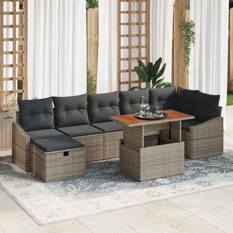 Set Divano da Giardino 8 pz Grigio polyrattan vidaXL (1/5)