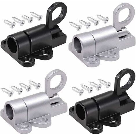 4 Pièces Automatique Verrou de Porte, Boulon Porte Loquet, Loquet de Porte, Ressort Bounce Verrou, avec 16 Vis, pour Fenêtres, Portes en Bois, Portes de Placard (Noir et Argent)dengyank (1/5)
