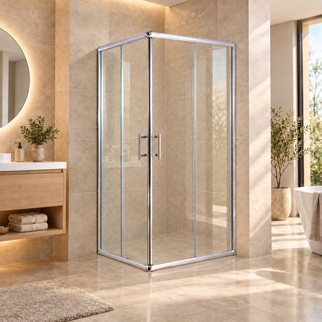 Duschkabine 75x100 Ecköffnung Höhe 200cm aus transparentem Klarglas Chromprofil – Frascio