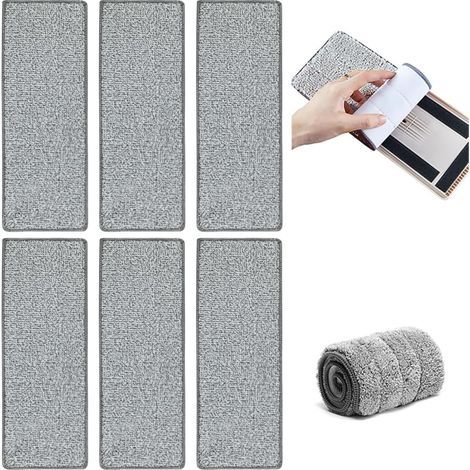 CSPARKV 6 Pieces Mop Replacement Pads,Microfiber Mop Pads,Replacement Cleaning Cover Suitable for Flat Mops and Hardwood,Tile,Etc,Approx 3312cm
