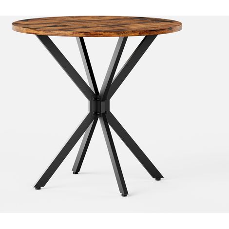 Tavolo da pranzo rotondo industriale Ø80 cm con gambe a X nero e marrone (1/5)