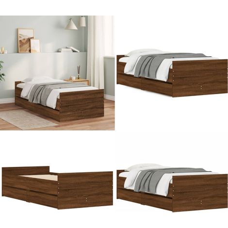 Bett mit Schubladen Braun Eiche-Optik 75x190 cm - Bettsofa - Holzbettrahmen - Doppelbett - Einzelbett - Schrankbett - Home & Living