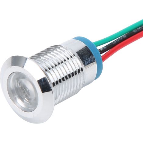 Quatre ensembles vendus ensemble, voyant indicateur LED bicolore en métal étanche de 12 mm, 110-220 V rouge/vert. (1/5)
