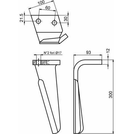 Cuchilla para grada rotativa L:300mm Alpego,D01270,KE1270 65830