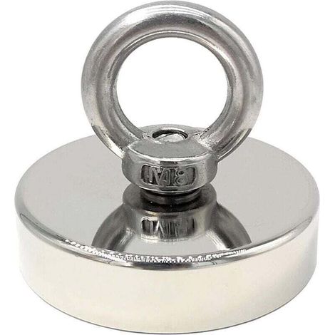 aimant néodyme 140 kg force diamètre 60 mm, aimants avec anneaux de levage puissant pour l'industrie et la science, pêche magnétique- (1/4)