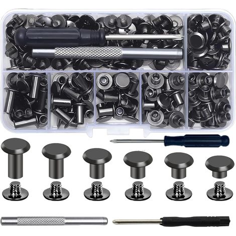 110 Stück Buchschrauben M5 (4-12mm), Nietkopfschrauben für Leder & Buchbindungen