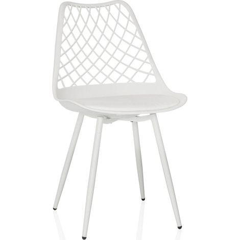 Gartenstuhl / Esszimmerstuhl BEGIO S Kunststoff weiß hjh LIVING (1/5)