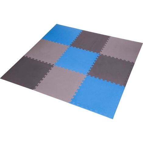 Puzzle-Schutzmatten-Set, 60x60x1cm, 9-teilig, Grau-Blau