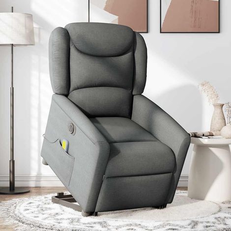 Maison Exclusive - Poltrona Alzapersona Massaggi Elettrica Grigio Scuro Tessuto