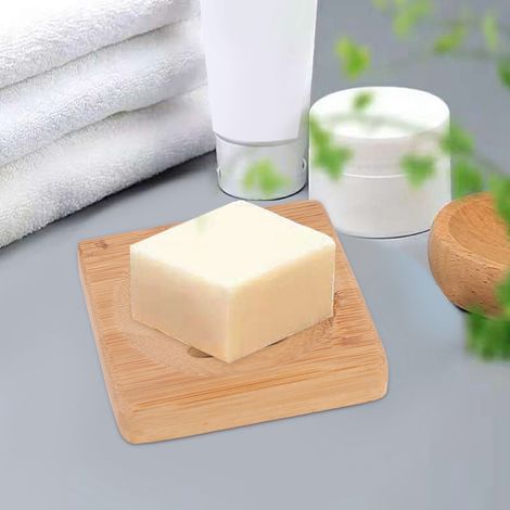 Boîte à savon en bois, porte-savon en bambou, plateau à savon, boîte en bambou hygiénique et anti-moisissure (carrée) (1/5)