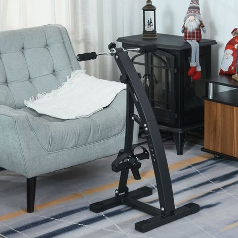 Vélo d'appartement pédalier rééducation bras jambes 40L x 42,5l x 100H centimètres hauteur guidon réglable noir (1/4)