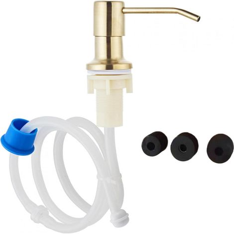 Integrierte Spülmittelpumpe für die Arbeitsplatte aus hochwertigem, goldfarbenem Edelstahl mit Verlängerungsschlauch – kein lästiges Nachfüllen mehr – wertet die Küche oder den AquaForge auf. (1/2)