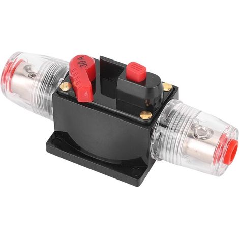 AMXCNOY Disjoncteur de réinitialisation et porte-fusible pour amplificateur audio voiture camion, accessoire DC 12-24V 30A (1/4)