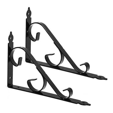 ZOLGINAH Lot de 2 Équerres Murales en Métal pour étagère d'angle Noir 250 x 164 mm, Noir (1/5)
