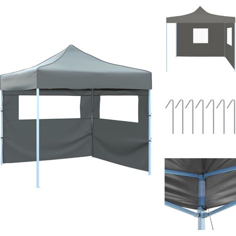 Pavillons & Partyzelte - Living Faltzelt Partyzelt Pop-Up mit 2 Seitenwänden 3 x 3 m Anthrazit (1/5)