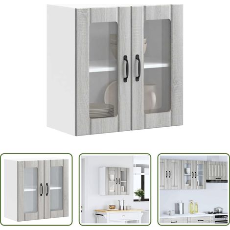 vidaXL Wandregal -  Küchen-Hängeschrank mit Glastür Lucca Grau Sonoma Holzwerkstoff (1/5)