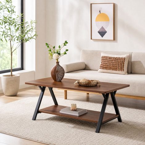 Couchtisch mit Stauraum 110 x 57 x 44,5 cm MDF und Metall, Walnussoptik HAVRYA (1/5)
