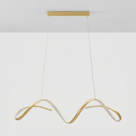 Lampadario LED Uter Oro - Sospensione Moderna Sinuosa con 3 Temperature di Colore - 80x20x120 cm (1/5)