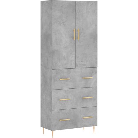 Credenza cassettiera mobile contenitore organizer cucina soggiorno salotto alto 695 x 34 x 180 cm legno ingegnerizzato grigio 020034507