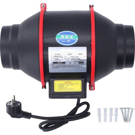 Ventilateur conduit inline silencieux 6 pouces 80W – boost air – grow tent ventilation – prise UE 220V 6A (1/5)