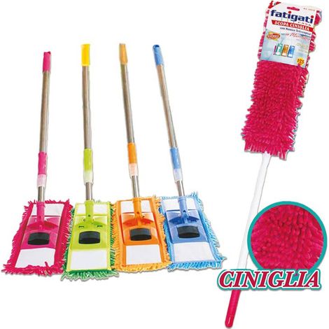 PIUMINO PER LA POLVERE/ SCOPA IN CINIGLIA CON MANICO TELESCOPICO 125 CM