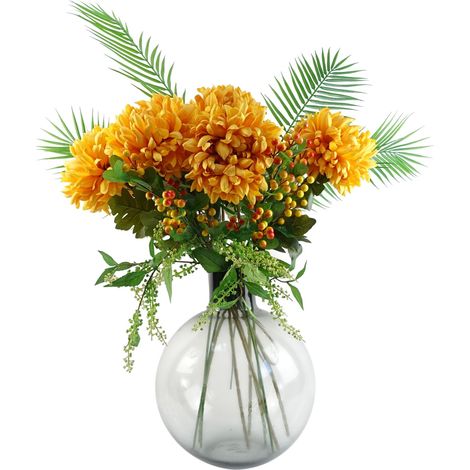 100cm Yellow Chrysanthemum Glass Ball Vase (1/5)