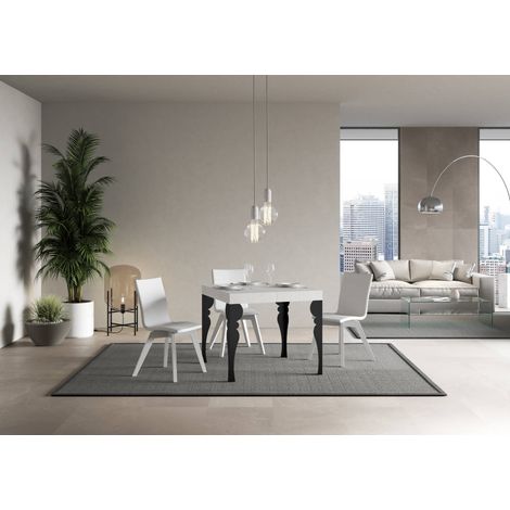 Tavolo Paxon Allungabile piano Bianco Frassino 90x90 Allungato 246 telaio Antracite (1/4)