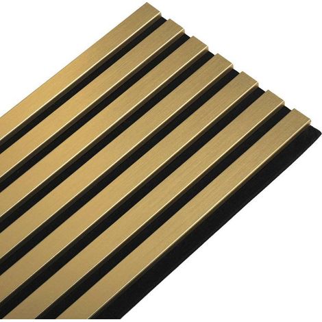 Decoon – Panneau décoratif mural acoustique en MDF – Tasseaux bois doré et feutrine noire – Dimensions 120 x 30 x 1,9 cm – Isolation phonique efficace