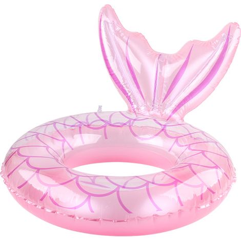 Bouée sirène, 1 unité de bouée gonflable rose en PVC. (1/5)