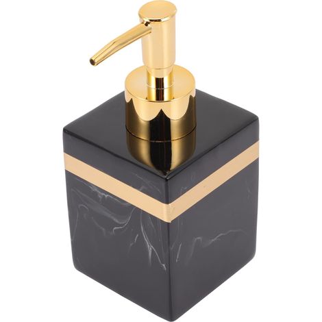 Distributeur à Pompe Noire Bouteille Réutilisable en Résine et Métal 250ml pour Salle de Bain et Voyage, pour Lotion et Shampoing (1/5)