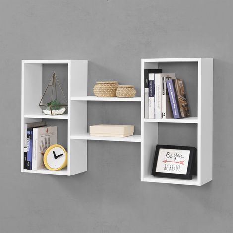 Estantería para Pared Lillesand con 5 Compartimientos 101 x 18 x 60 cm - Blanco mate [en.casa]