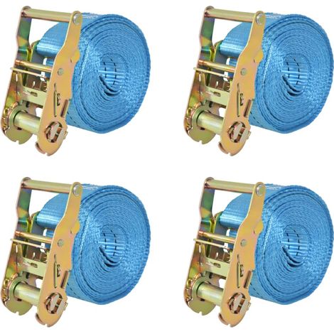 Vidaxl – Sangle d’arrimage 4 pcs 2 tonnes 6 m x 38 mm – Polyester haute qualité – Conforme norme EN-12195-2 – Pour transport sécurisé