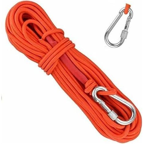 Corde tressée en polypropylène Cordes d'escalade 20M avec mousqueton Protection UV Anti-moisissure Anti-corrosion Multifonctionnel pour Pêche Alpinisme Camping Sauvetage Randonnée - O (1/4)
