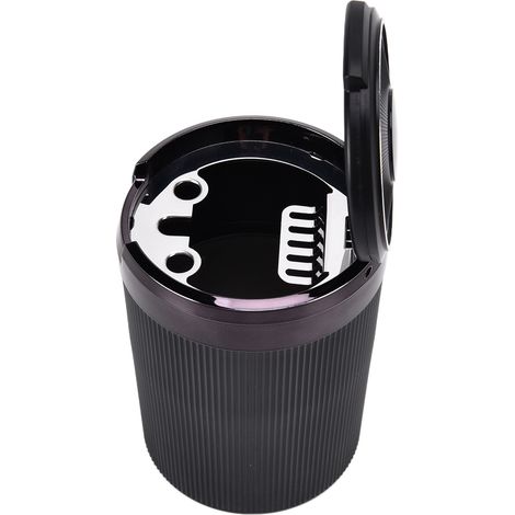 Schwarzer, wiederaufladbarer LED-Autoaschenbecher mit wasserdichtem Deckel, Innen-/Außenbeleuchtung, tragbares Design für Fahrzeuge, 1 Stück (1/5)