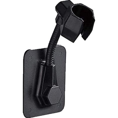 Universal Shower Holder, Wall Mount Shower Head Holder, Adjustable ABS Shower Bracket, No Drilling, Self-Adhesive, Waterproof Swivel Shower Head Holder for Bathtub (Black)