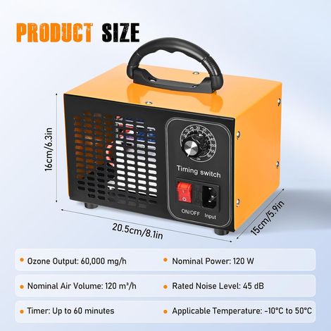 Generatore di ozono domestico 60000 mg/h, 400 metri quadrati di area di purificazione efficace Purificatore d'aria portatile per la purificazione e la deodorizzazione dell'aria (1/5)