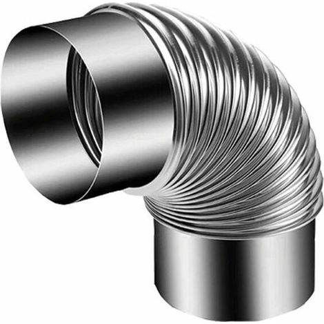 Tuyau de Poêle Coude Ø env. 120 mm, Coude de Poêle 90° en Acier Aluminié à Chaud,Argenté-LIAIKI (1/4)