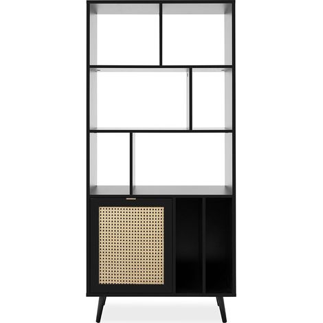 Librería Vienna20A negra con frentes efecto mimbre (1/4)