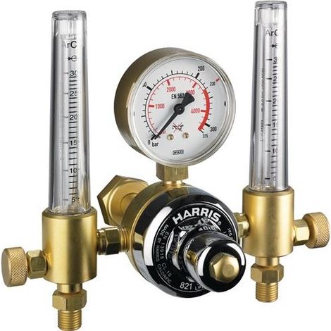 HARRIS Flaschendruckminderer 821-F Argon/CO₂ 200bar Doppelflowmeter 30l/min (1/3)