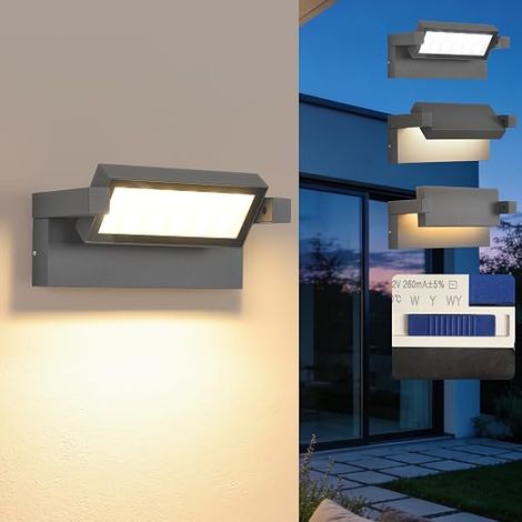 24 W Outdoor LED Wall Light with Rotating Panel, Anthracite (1/5)